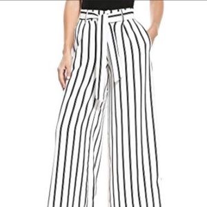 White Palazzo pants with black stripes